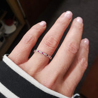 14k white gold diamond & ruby stackable wedding band