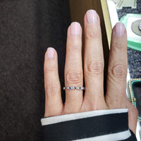 14k white gold diamond & blue sapphire stackable wedding band