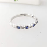 14k white gold diamond & blue sapphire stackable wedding band