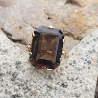 14k gold Smokey Quartz cocktail estate ring