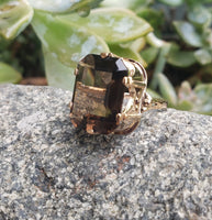 14k gold Smokey Quartz cocktail estate ring