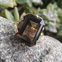 14k gold Smokey Quartz cocktail estate ring