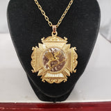 10k gold antique DRAGON medallion necklace pendant