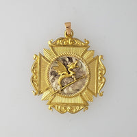 10k gold antique DRAGON medallion necklace pendant