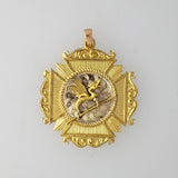 10k gold antique DRAGON medallion necklace pendant