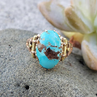10k gold Victorian turquoise estate ring