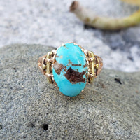 10k gold Victorian turquoise estate ring