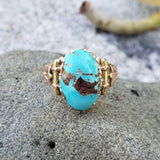 10k gold Victorian turquoise estate ring