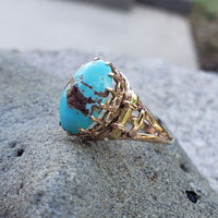 10k gold Victorian turquoise estate ring