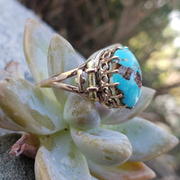 10k gold Victorian turquoise estate ring