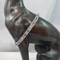 Platinum & 14k white gold c.20's Deco filigree diamond & blue sapphire bracelet