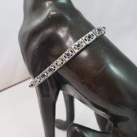 Platinum & 14k white gold c.20's Deco filigree diamond & blue sapphire bracelet