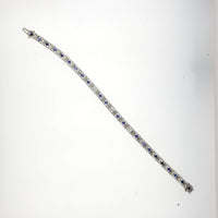 Platinum & 14k white gold c.20's Deco filigree diamond & blue sapphire bracelet
