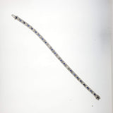 Platinum & 14k white gold c.20's Deco filigree diamond & blue sapphire bracelet