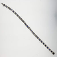 Platinum & 14k white gold c.20's Deco filigree diamond & blue sapphire bracelet