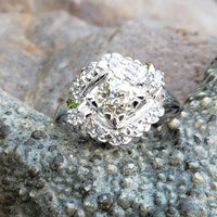 14k white gold diamond Deco diamond vintage Ring