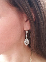 platinum & 18k yellow gold estate old cut diamond earrings
