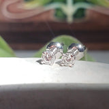 14k white gold cute little diamond studs earrings - screw back - .21ct tw