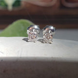14k white gold cute little diamond studs earrings - screw back - .21ct tw
