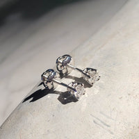 14k white gold cute little diamond studs earrings - screw back - .21ct tw