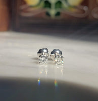 14k white gold cute little diamond studs earrings - screw back - .21ct tw