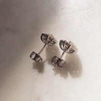14k gold white gold old European cut diamond Deco style halo studs - .82ct tw