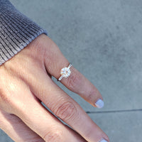 platinum European cut diamond estate engagement Ring
