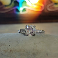 platinum European cut diamond estate engagement Ring