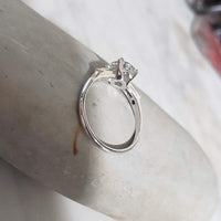 platinum European cut diamond estate engagement Ring