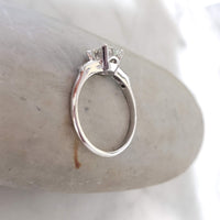 platinum European cut diamond estate engagement Ring