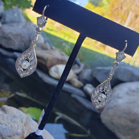 platinum & 18k yellow gold estate old cut diamond earrings