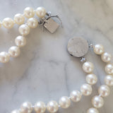 14k white gold mid century Honora double strand pearl necklace with detachable diamond clasp - pin