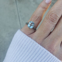 14k white gold c.1920s filigree Aquamarine ring