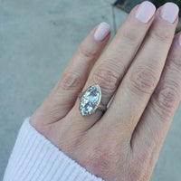 14k white gold c.1920s filigree Aquamarine ring