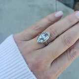 14k white gold c.1920s filigree Aquamarine ring