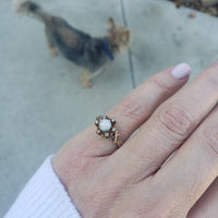 10k gold Victorian opal & rose cut diamond ring