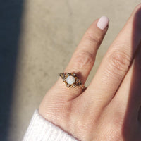10k gold Victorian opal & rose cut diamond ring