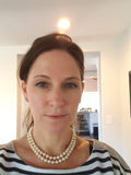 14k white gold mid century Honora double strand pearl necklace with detachable diamond clasp - pin