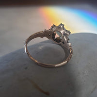 10k gold Victorian opal & rose cut diamond ring