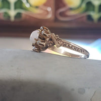10k gold Victorian opal & rose cut diamond ring
