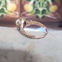 10k gold Victorian opal & rose cut diamond ring