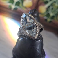 14k white gold c.1920s filigree Aquamarine ring