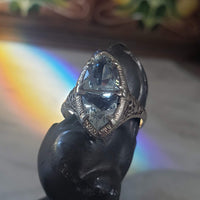14k white gold c.1920s filigree Aquamarine ring