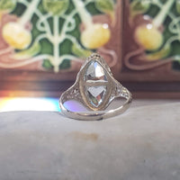 14k white gold c.1920s filigree Aquamarine ring