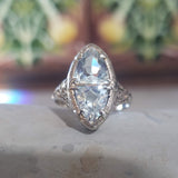 14k white gold c.1920s filigree Aquamarine ring