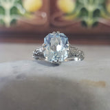 14k white gold c.1920s filigree Aquamarine ring