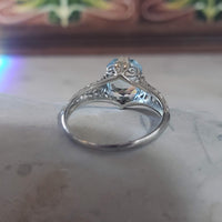 14k white gold c.1920s filigree Aquamarine ring