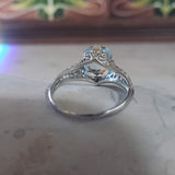 14k white gold c.1920s filigree Aquamarine ring