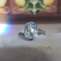 14k white gold c.1920s filigree Aquamarine ring