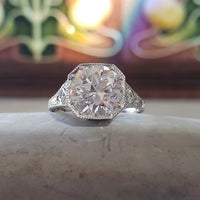 Platinum Edwardian Filigree 2.36ct diamond antique Ring